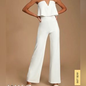 Lulus power of love white jumpsuit, size medium, zipper closure